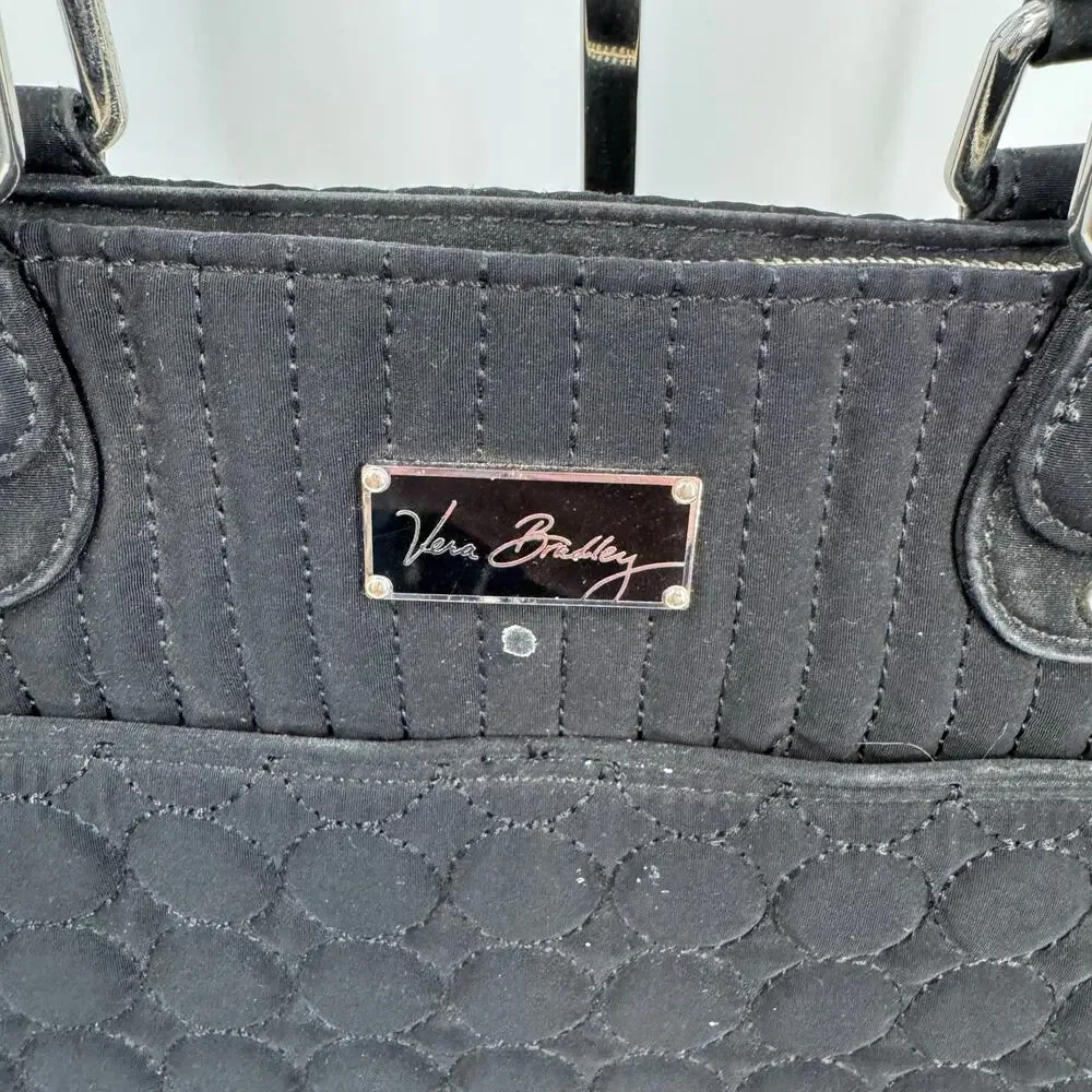 Vera Bradley Large Black Laptop Bag Briefcase Quilted Zip Travel Business Work - Picture 3 of 12